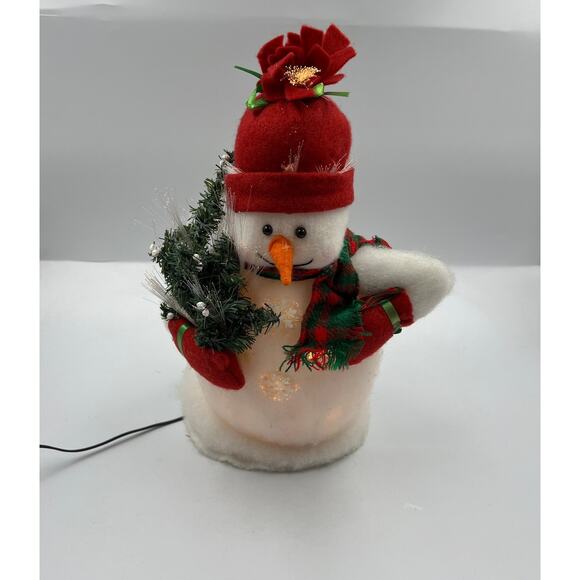 Vintage Fiber Optic Snowman Holding Christmas Tree NO PLUG TESTED - Picture 1 of 15
